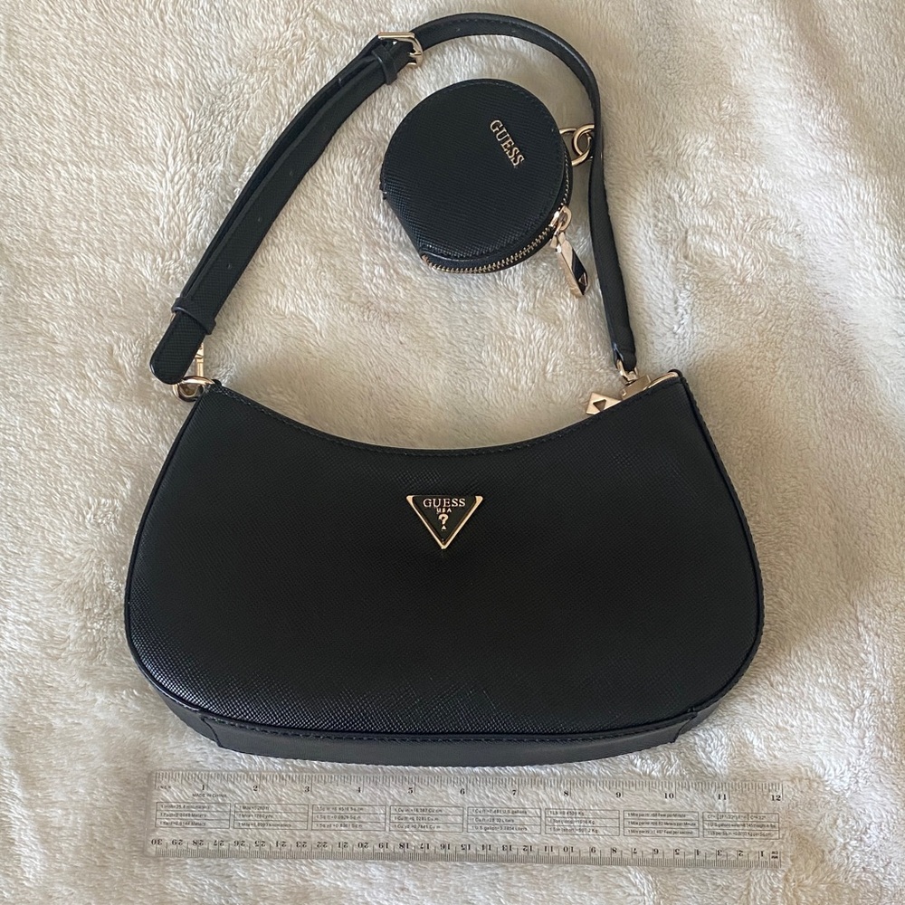 Guess Black Shoulder Bag with Round Pouch